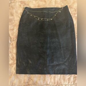 Maggy London Black Skirt with Chain Accent size 6